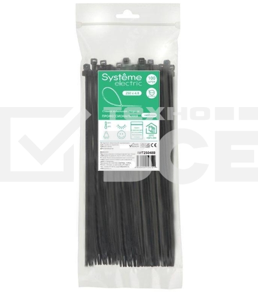 Стяжка кабельная SE IMT25048B 250х4.8 черный (уп. 100 шт)