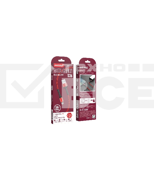 Кабель Smartbuy S26 MicroUSB красный, 3 А, QC, нейл.,1 м