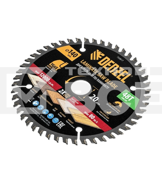 Пильный диск по ламинату Denzel ф140 х 20 мм, 48 зубьев 733817