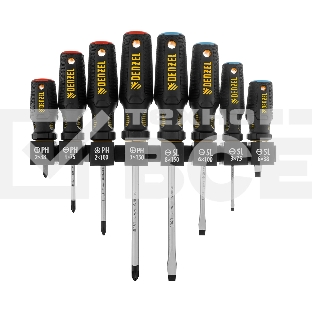 Набор отверток на полке Denzel 8 шт., PH+SL, S2, 3к рукоятка