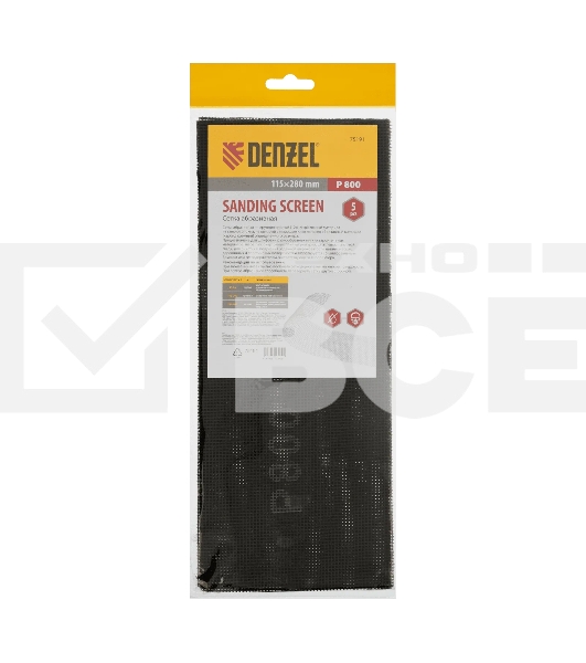 Сетка абразивная Denzel P 800, 115 х 280 мм, 5 шт.