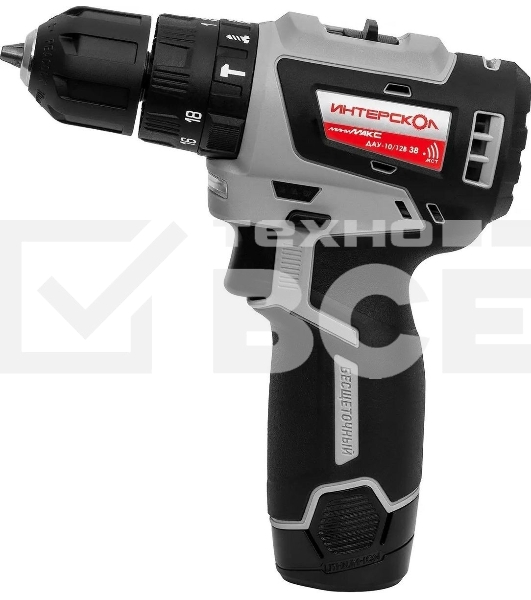 Дрель-шуруповерт аккумуляторная бесщеточная ИНТЕРСКОЛ ДАУ-10/12В 38 МиниМАКС 767.2.2.45 Li-ion, кейс, 2 аккум., 2,5 А·ч, ЗУ