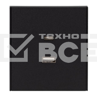 Розетка Kranz STRONG USB-A+Type-C 3А с функцией быстрой зарядки антрацит