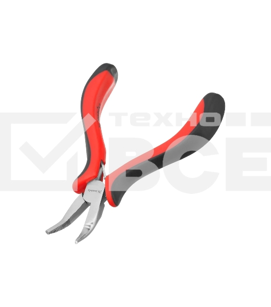 Длинногубцы Matrix Mini, 130 мм, никелированные, изогнутые, авторазжим, двухкомпонентные рукоятки