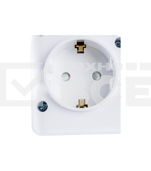 Розетка 1-м ОП AtlasDesign Profi54 16А IP54 250В с заземл. защ. шторки белый SchE ATN540145