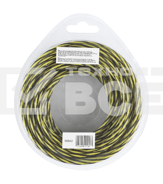 Леска для триммера Denzel двухкомпонентная витая квадратная, 3,0мм х 12м, блистер SkyCutter