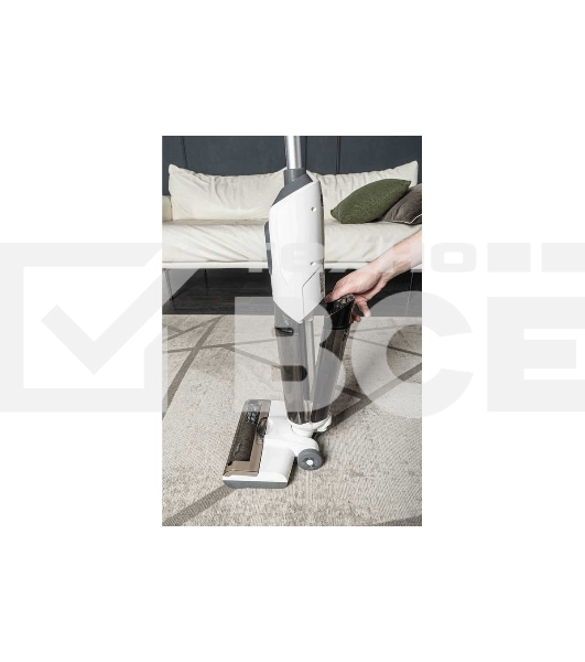 Пылесос вертикальный GARLYN Aqua Base 3 белый/черный, питание от аккумулятора, 170 Вт, уборка сухая/влажная, пылесборник 0.4 л