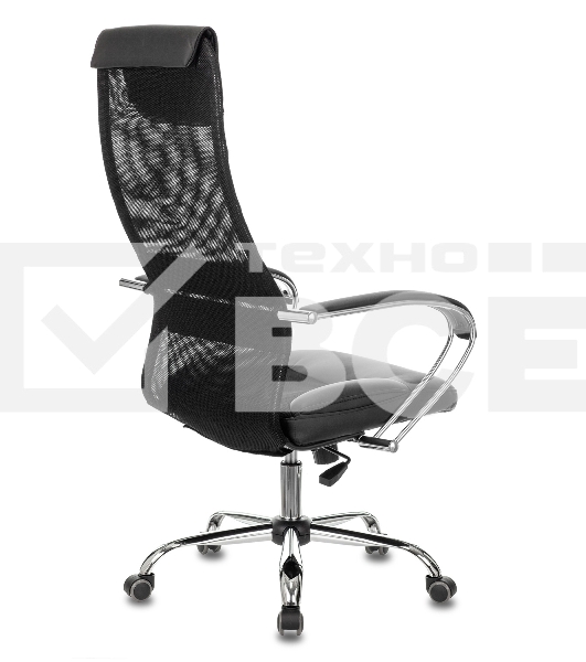 Кресло руководителя Бюрократ CH-608SL/BLACK TW-01 TW-11 черный, искусст.кожа/ткань, крестовина хром, спинка сетка