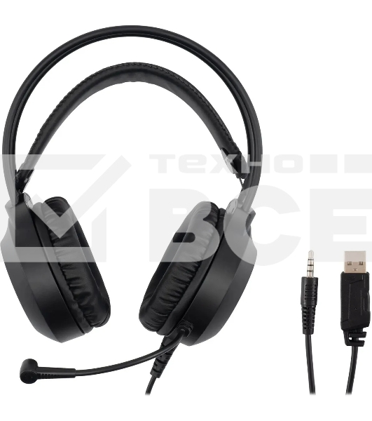 Наушники с микрофоном Оклик HS-L300G Black черный 2.2м мониторные USB оголовье (1796949)