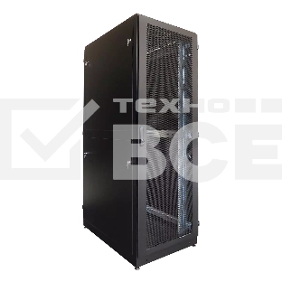 Шкаф серверный напольный 48U (600 1000) дверь перфорированная, задние двойные перфорированные, черный