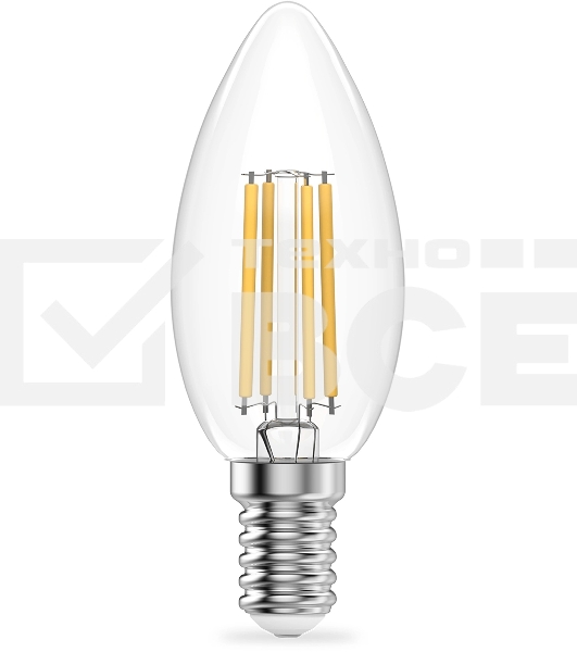 Лампа филам. Gauss Filament 10Вт цок.:E14 свеча св.свеч.бел.нейт. (упак.:10шт) (32120)