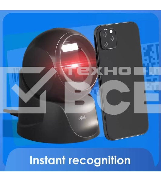 Сканер штрих-кода DELI ES231 проводной, USB, чёрный