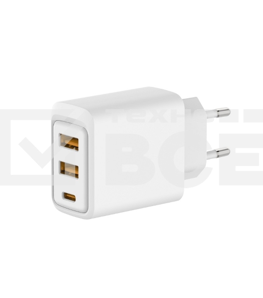Сетевое зарядное устройство с двумя портами USB-A и одним портом USB-C, 10Вт Rexant