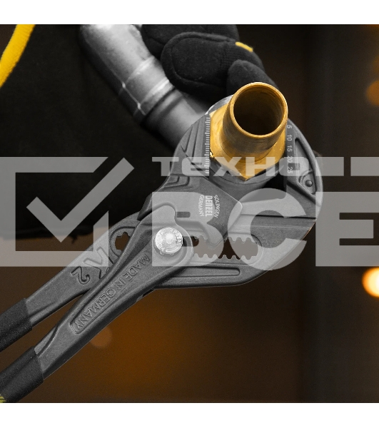 Клещи переставные Denzel кнопочный механизм, обливные рукоятки, сантехнические, 250 мм