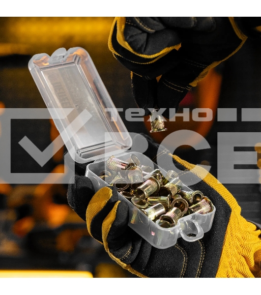 Заклепки резьбовые Denzel стальные, оцинкованные, М8, пластиковый кейс, 40 шт.