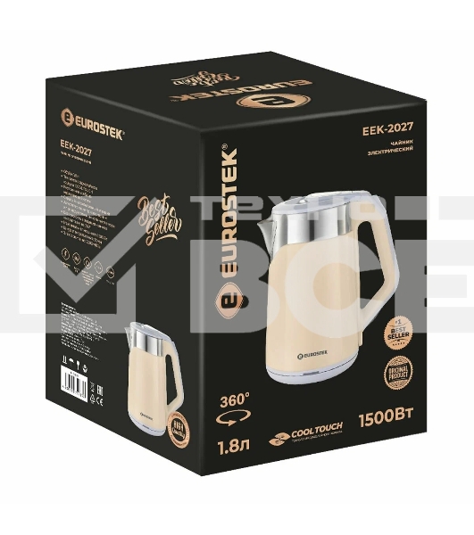 Чайник EUROSTEK ЕЕК-2027 1.8л,1.5кВт, 2-хслойный