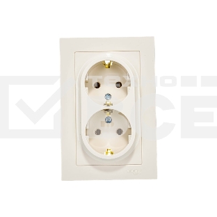Розетка 2-м AtlasDesign с заземл. 16А в сборе беж. SchE ATN000224