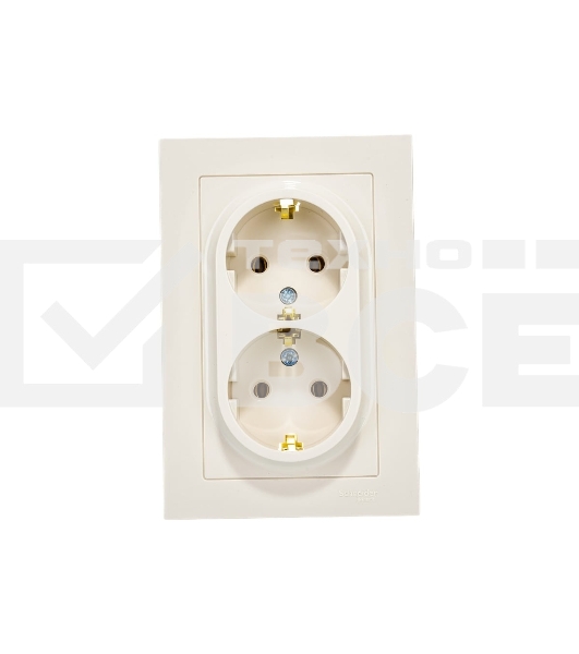 Розетка 2-м AtlasDesign с заземл. 16А в сборе беж. SchE ATN000224