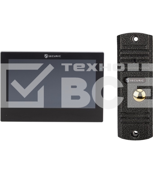 Цветной монитор видеодомофона SECURIC AC-438 7' AHD в комплекте с вызывной видеопанелью с кнопкой