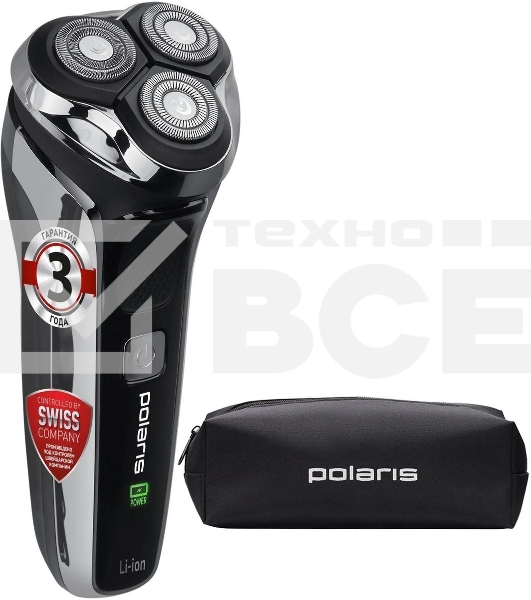 Электробритва Polaris PMR 0305R wet&dry PRO 5 blades элктрическая, черный/хром