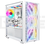 Корпус Ginzzu CL640 mATX FAN 4*12FRGb передняя панель Сетка Белый, фото 1