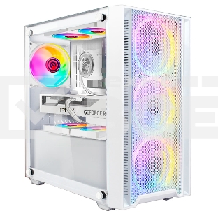 Корпус Ginzzu CL640 mATX FAN 4*12FRGb передняя панель Сетка Белый