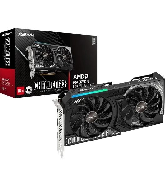 Видеокарта ASRock Radeon RX 9060 XT Challenger 16GB OC RX 9060XT, HDMI, DP*2, 16G, D6