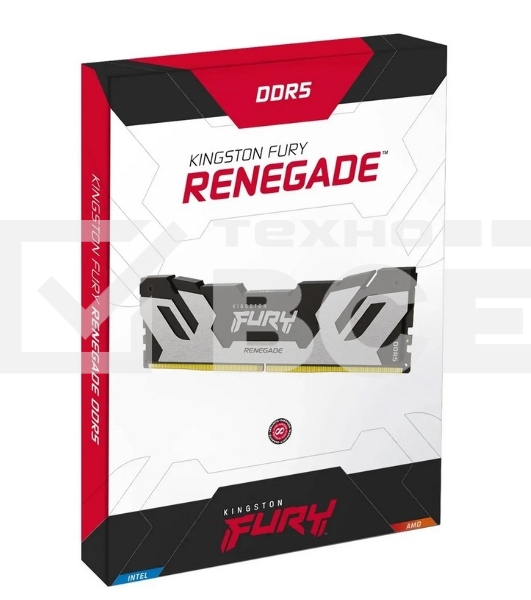 Оперативная память Kingston Fury Renegade, DDR5, 16GB (1x16GB), 8000MHz, CL38, с радиаторами, серебристый/черный