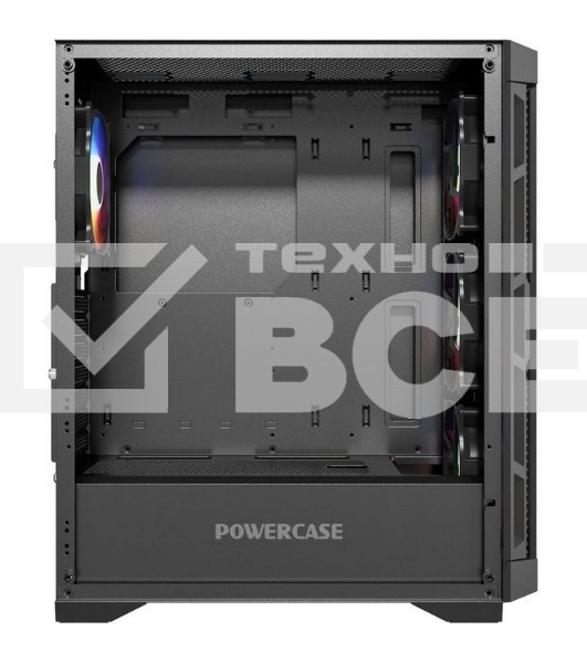 Компьютерный корпус Powercase Ultimate Black, Tempered Glass, 4x 120mm ARGB fans, ARGB HUB, чёрный, ATX  (CUB-A4)