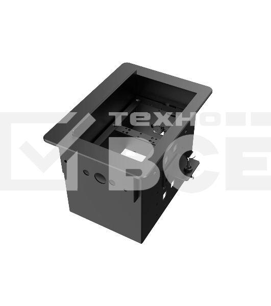 Прямоугольный металлический корпус Wize Pro [WRTS-06BOX-B] для модульной системы врезного лючка в стол с убирающейся крышкой для установки до 6 модулей-вставок, преустановленная рамка, черный