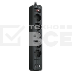 Сетевой фильтр QUMO Power Bar  5SP4U (P-0005), черный, фото 1