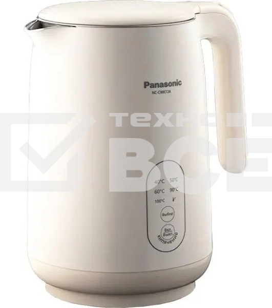 Чайник электрический Panasonic NC-CWK72A 1.5 л, 1500 Вт, полупропилен/нержавеющая сталь, бежевый