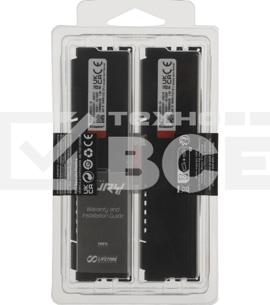 Оперативная память Kingston Fury Beast, DDR5, 32Gb (2x16Gb), 6000MHz, CL36, DIMM, с радиатором, черный