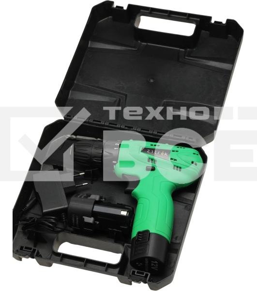 Дрель-шуруповерт аккумуляторная Zitrek Green 12-Li 063-4072, Аккумуляторная, 12В, 2 АКБ, Кейс