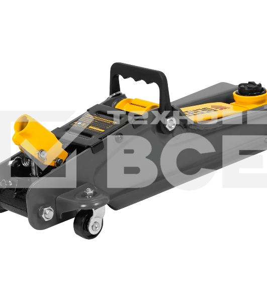 Домкрат гидравлический подкатной с фиксатором Denzel 2,5 т,85-385 мм, в пласт. кейсе