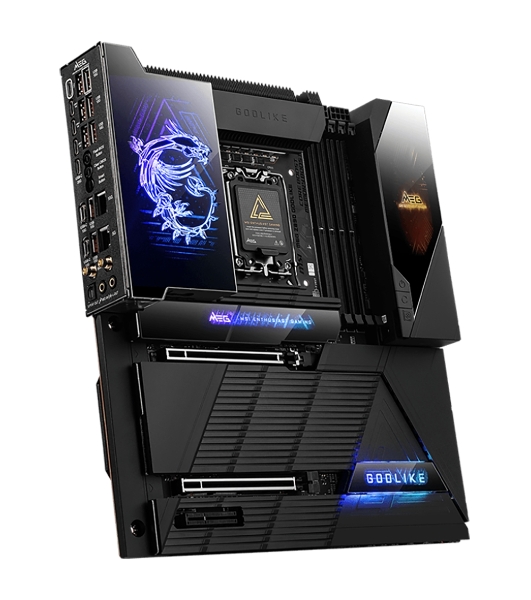 Материнская плата MSI MEG Z890 GODLIKE, LGA1851, Intel Z890, 4xDDR5, 4xSATA, 8xM.2, 2xPCIe 5.0 x16, 1xPCIe 4.0 x4, 2xThunderbolt 4 (40Gbps), 1x10G LAN, 1x5Gb LAN, Wi-Fi 7, Bluetooth 5.4, 5xUSB-C 10Gbps, 1xUSB-C 20Gbps, 8xUSB-A 10Gbps, 4xUSB-A 5Gbps, 4xUSB-A 2.0, 1xS/PDIF, 2x3.5 мм, 7.1, E-ATX