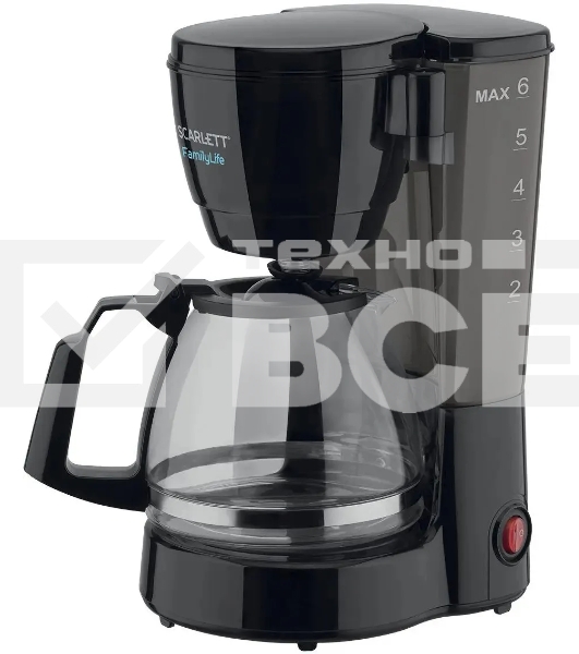 Кофеварка капельная Scarlett SC-CM33018 черный, исп. кофе - молотый, 0.75 л, 600 Вт.