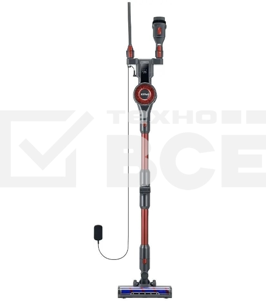 Пылесос вертикальный Kitfort КТ-5539 красный/серый, питание от аккумулятора, 225 Вт, уборка сухая, пылесборник 0,6 л