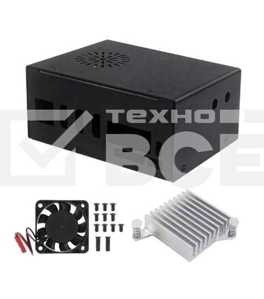 Компьютерный корпус Orange pi 5 plus metal case + heatsink +fan, Type 1