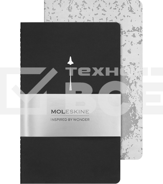 Блокнот Moleskine CAHIER NASA-INSPIRED SKCAHLP7063S2 Large 130х210 мм 120 стр. нелинованный мягкая обложка серебристый/черный Moon (2 шт)