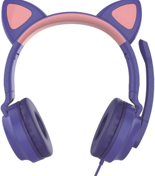 Гарнитура QUMO Game Cat фиолетовый, проводная, USB, подсветка