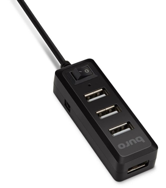 USB-концентратор Buro BU-HUB4-0.5L-U2.0, USB 2.0, USB 4 порта, USB