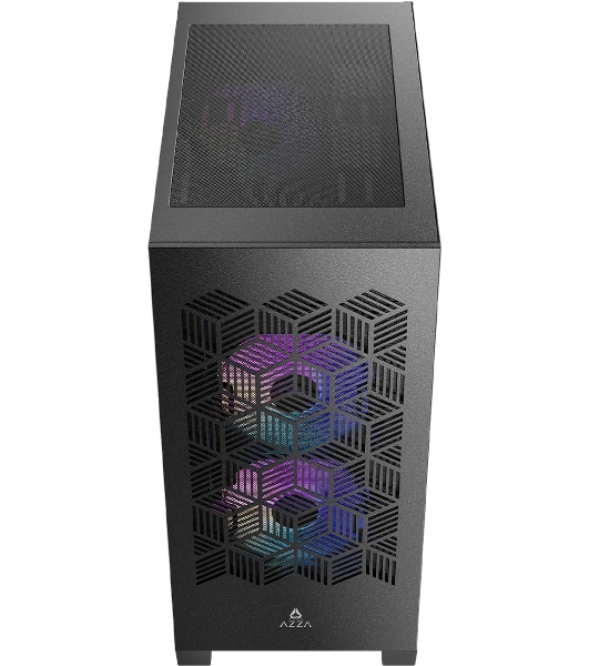Корпус AZZA Aerohex-M Black, Mini-Tower, чёрный, 3 x 120 мм