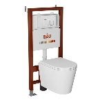 Комплект BAU 6 в 1: инсталляция BAU PRO, унитаз подвесной торнадо Bau Nimb Hurricane-3, сиденье дюропласт микролифт, кнопка смыва BAU Soul, белая, фото 1