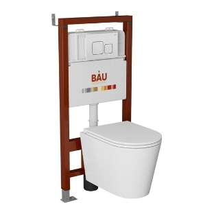 Комплект BAU 6 в 1: инсталляция BAU PRO, унитаз подвесной торнадо Bau Nimb Hurricane-3, сиденье дюропласт микролифт, кнопка смыва BAU Soul, белая