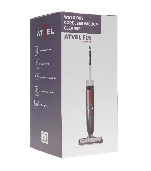 Пылесос вертикальный Atvel F16 Upright серый/красный, питание от аккумулятора, 150 Вт, уборка влажная/сухая, пылесборник 0.45 л