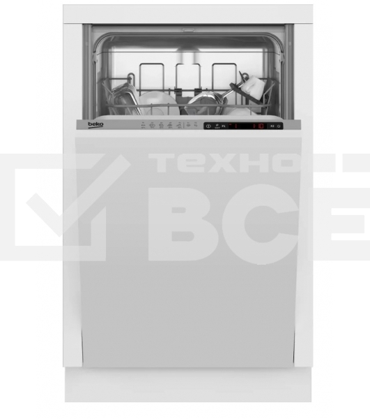 Встраиваемая посудомоечная машина Beko BDIS15060, белый, 44.8 см, 10 компл., 49 дБ, класс A