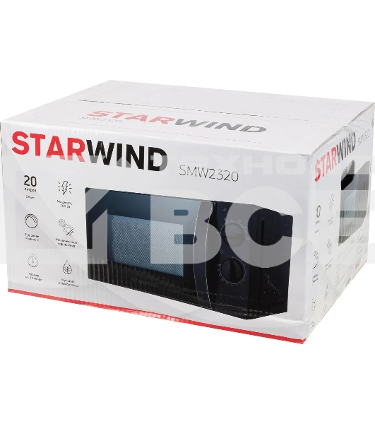 Микроволновая печь Starwind SMW2320 черный, 20 л, 700 Вт, переключатели - поворотный механизм