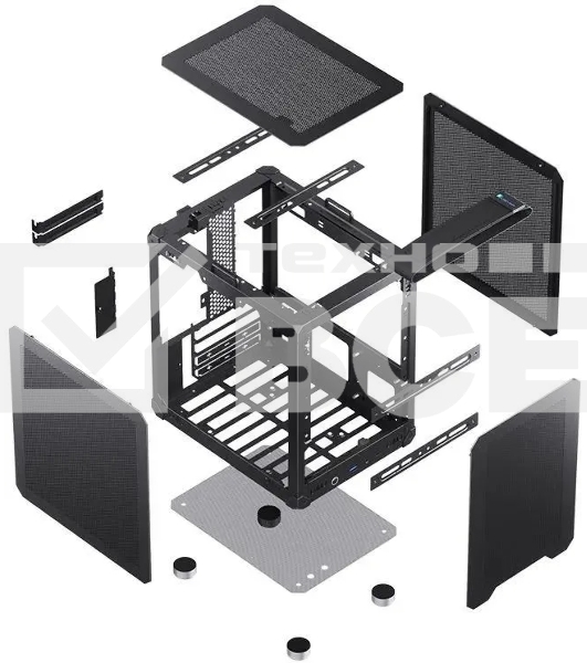 Корпус JONSBO Computer Case C6Handle black hang-in version черный, Mini-Tower, материнская плата mATX, без БП, прозрачная боковая панель