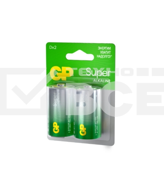 Алкалиновые батарейки GP Super Alkaline G-Tech 13А типоразмера D - 2 шт. на блистере (2 шт.)